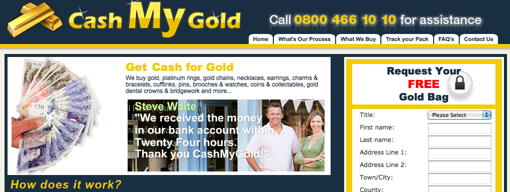CashMyGold website screenshot. To be struck off companies register